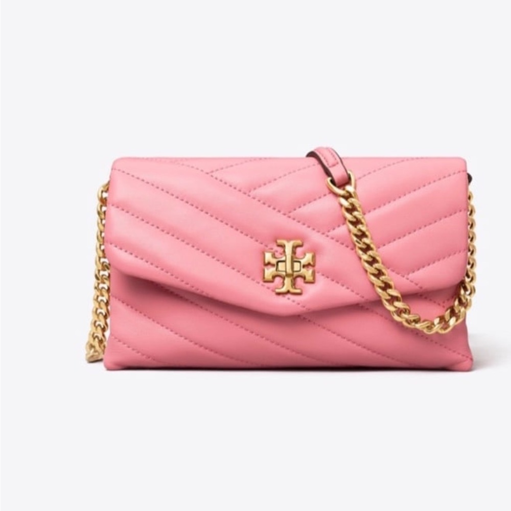 Tory Burch Kira Chevron Chain Wallet (Pink City)